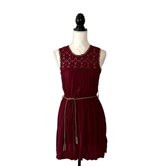 Forever 21 Dresses & Skirts - 🍁 3/$25 🍁 NWT | F21 | Crochet A Line Dress with Braided Belt | Red Small